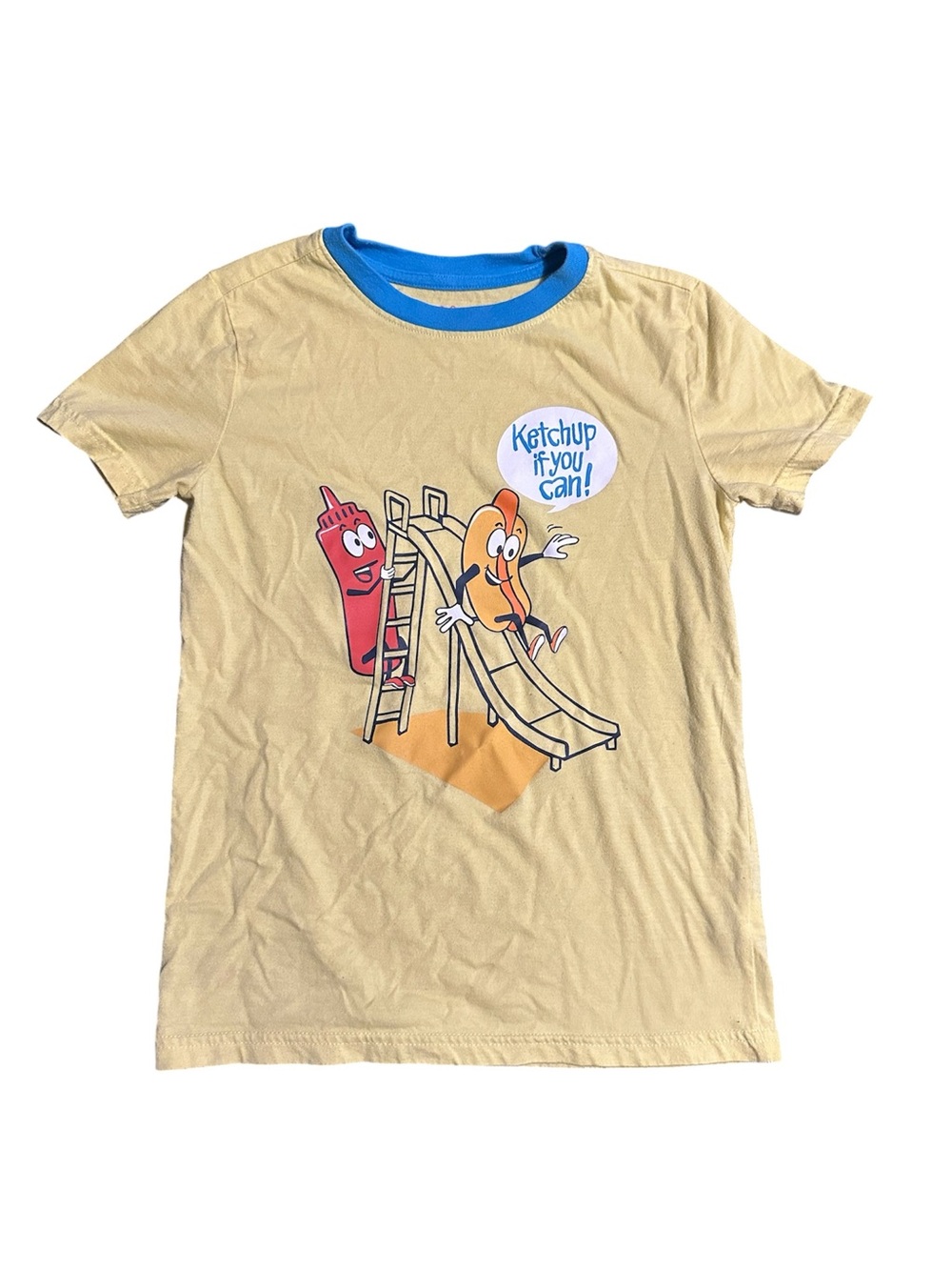 Cat & Jack Yellow Graphic Tee with Blue Collar - Ketchup If You Can